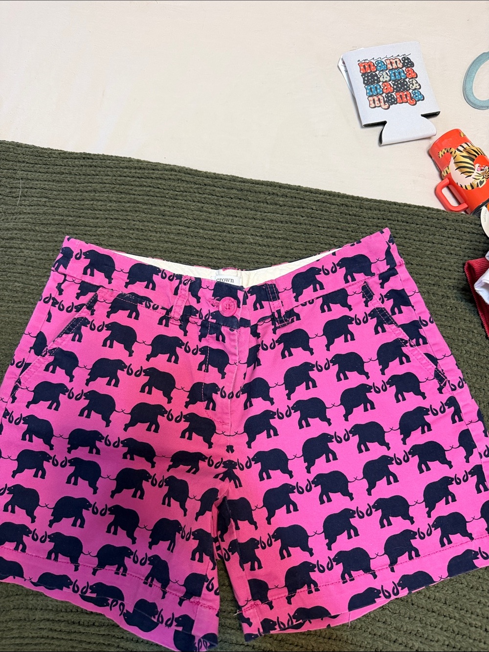 crown & ivy Hot Pink Shorts with Navy Elephant Print
